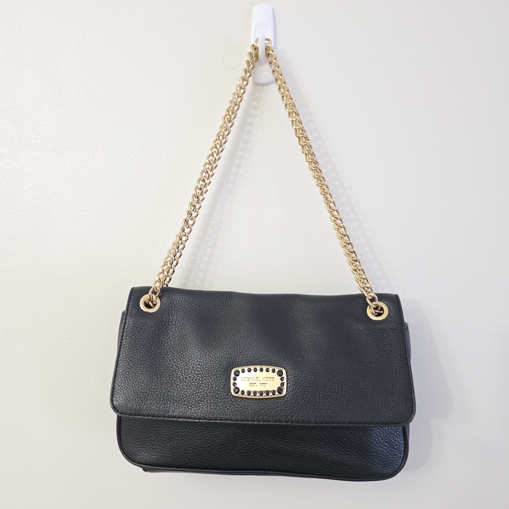 Michael Kors Black Shoulder Bag with Gold Chain Strap